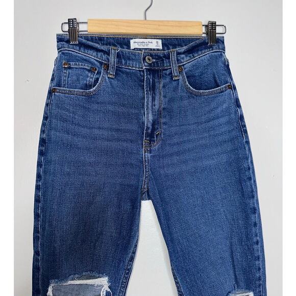 Abercrombie & Fitch Curve Love Ankle Straight Ultra High Rise Jeans Size 26 Blue - Picture 3 of 7